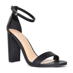 MORRIS-01 Ankle Strap Chunky Block Heeled Sandals-Black Faux Leather-Side View 