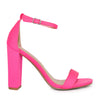 MORRIS-01 Ankle Strap Chunky Block Heeled Sandals-Neon Pink-Side View 2