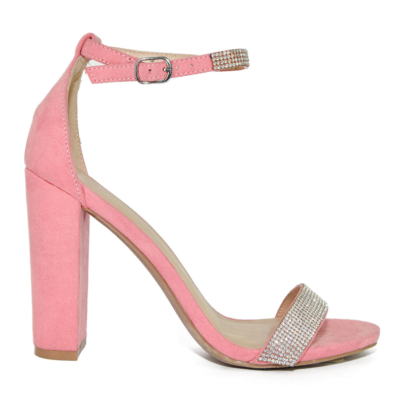 MORRIS-99 Rhinestone Ankle Strap Block Heel Sandals-Blush-2