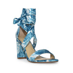 MORRY-07 Satin Lace-Up Marble Block Heel Sandals