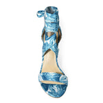 MORRY-07 Satin Lace-Up Marble Block Heel Sandals