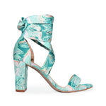 MORRY-07 Satin Lace-Up Marble Block Heel Sandals