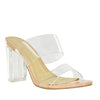 MORRY-11 Transparent Double Strap Patent Lucite Block Heels-Nude-Side View 2