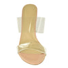 MORRY-11 Transparent Double Strap Patent Lucite Block Heels-Nude-Top View