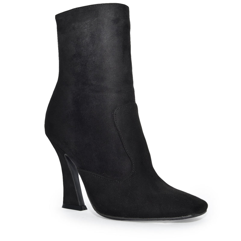 SASSY-01 Square Toe Structural Flared Chunky Heel Ankle Boots-1
