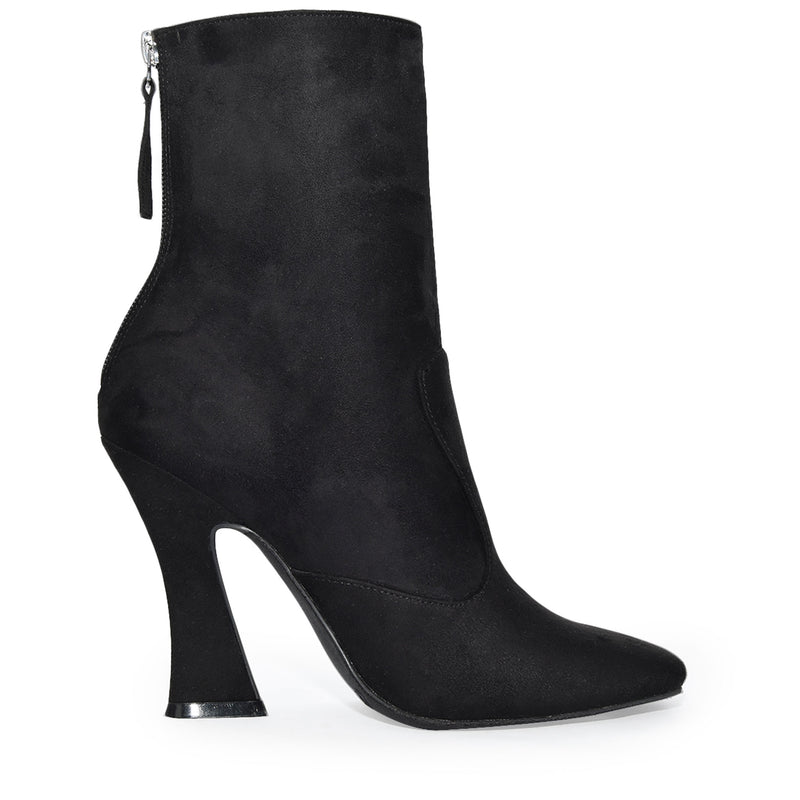 SASSY-01 Square Toe Structural Flared Chunky Heel Ankle Boots-2