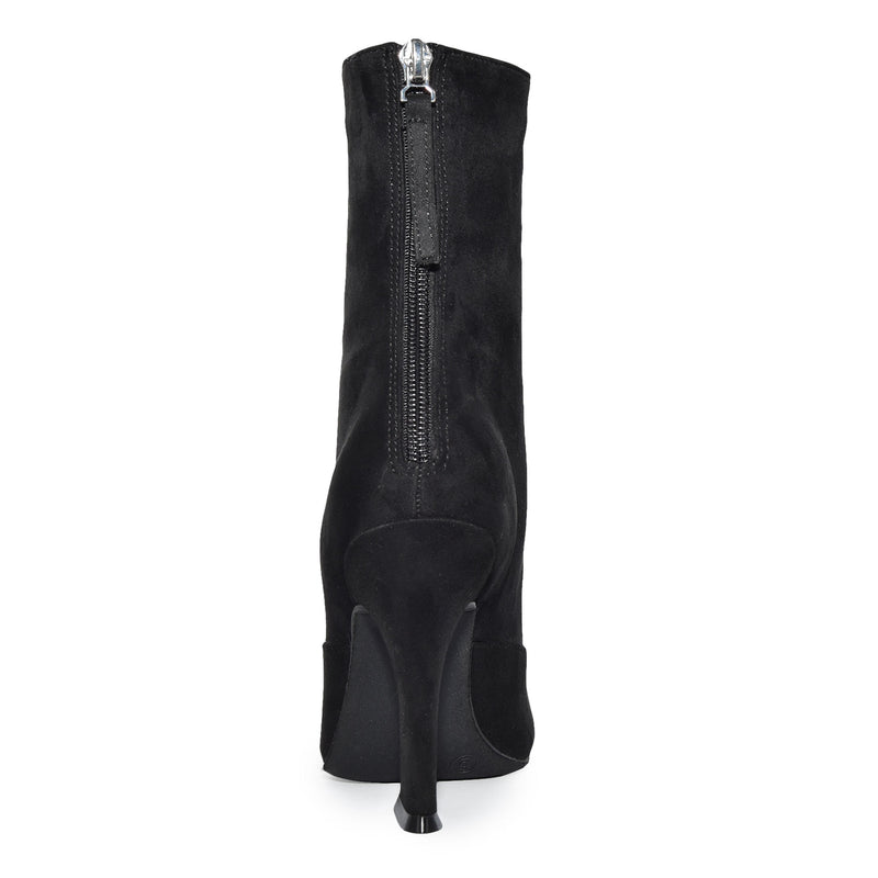 SASSY-01 Square Toe Structural Flared Chunky Heel Ankle Boots-4