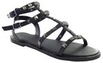 SNOW-29 OPEN TOE STUDDED DECOR ANKLE STRAP SANDALS