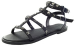 SNOW-29 OPEN TOE STUDDED DECOR ANKLE STRAP SANDALS