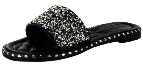 TIA-19 Sparkle Toes Rhinestone Slide Sandals