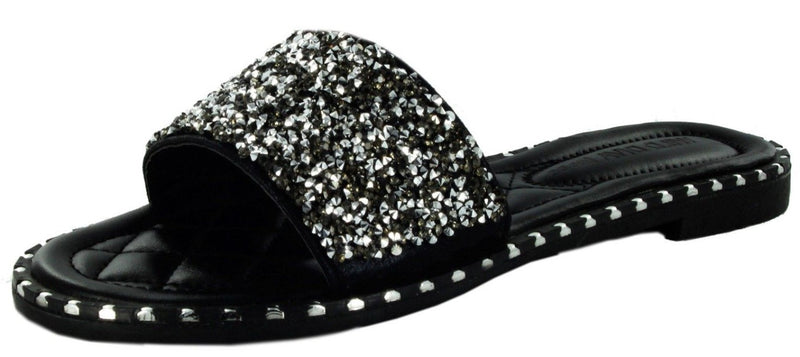 TIA-19 Sparkle Toes Rhinestone Slide Sandals