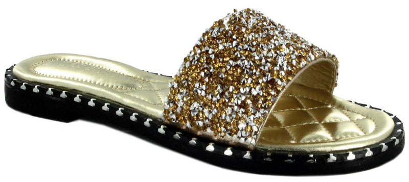 TIA-19 Sparkle Toes Rhinestone Slide Sandals