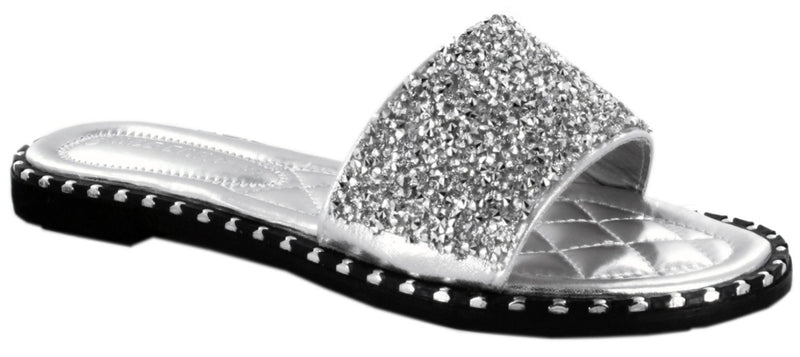 TIA-19 Sparkle Toes Rhinestone Slide Sandals