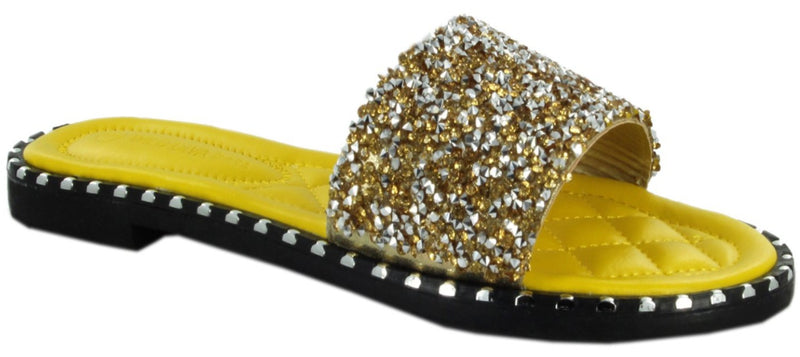 TIA-19 Sparkle Toes Rhinestone Slide Sandals