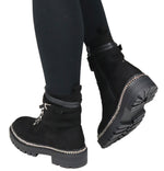 Wild Diva TOKYO-02 Laceup Faux Suede Chain Lug Boot-Back View