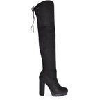 VERONICA-46 Faux Suede Over The Knee Lug Sole Platform High Heel Boot-Side Profile