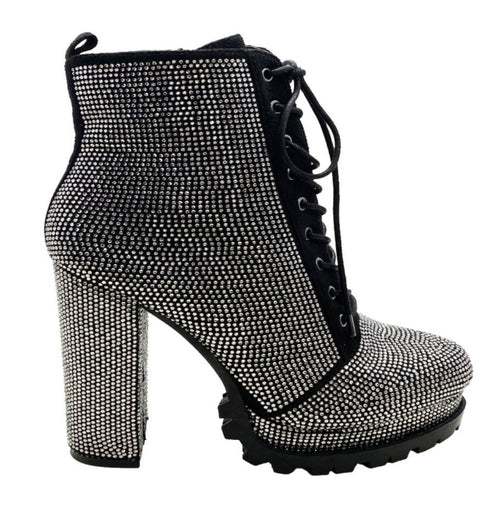 VIVIAN-15 RHINESTONE LUG SOLE BOOTIES