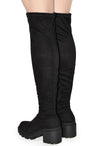 VIVICA-10 Faux Suede Over The Knee Lug Sole Boot-Black-Back View