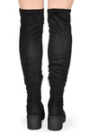VIVICA-10 Faux Suede Over The Knee Lug Sole Boot-Black-Back View 2