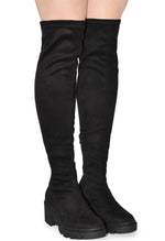 VIVICA-10 Faux Suede Over The Knee Lug Sole Boot-Black-Side View 3