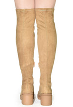 VIVICA-10 Faux Suede Over The Knee Lug Sole Boot-Tan-Back View 3