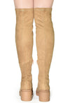 VIVICA-10 Faux Suede Over The Knee Lug Sole Boot-Tan-Back View 3