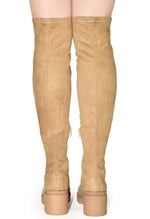 VIVICA-10 Faux Suede Over The Knee Lug Sole Boot-Tan-Back View 3