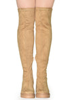 VIVICA-10 Faux Suede Over The Knee Lug Sole Boot-Tan-Front View