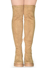 VIVICA-10 Faux Suede Over The Knee Lug Sole Boot-Tan-Front View