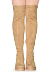 VIVICA-10 Faux Suede Over The Knee Lug Sole Boot-Tan-Front View