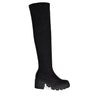VIVICA-10 Faux Suede Over The Knee Lug Sole Boot-Black-Side Boot