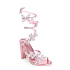 MORRIS-581 Embellished Rhinestone Butterfly Spiral Coil Wrap Around Block Heels