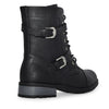 Wild Diva Women's Faux Leather Strappy Buckle Military Combat Fashion Lace Up Ankle Boots Media