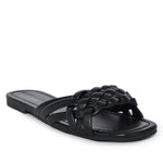 IRA-16 Woven Square Toe Slide Flat Sandals