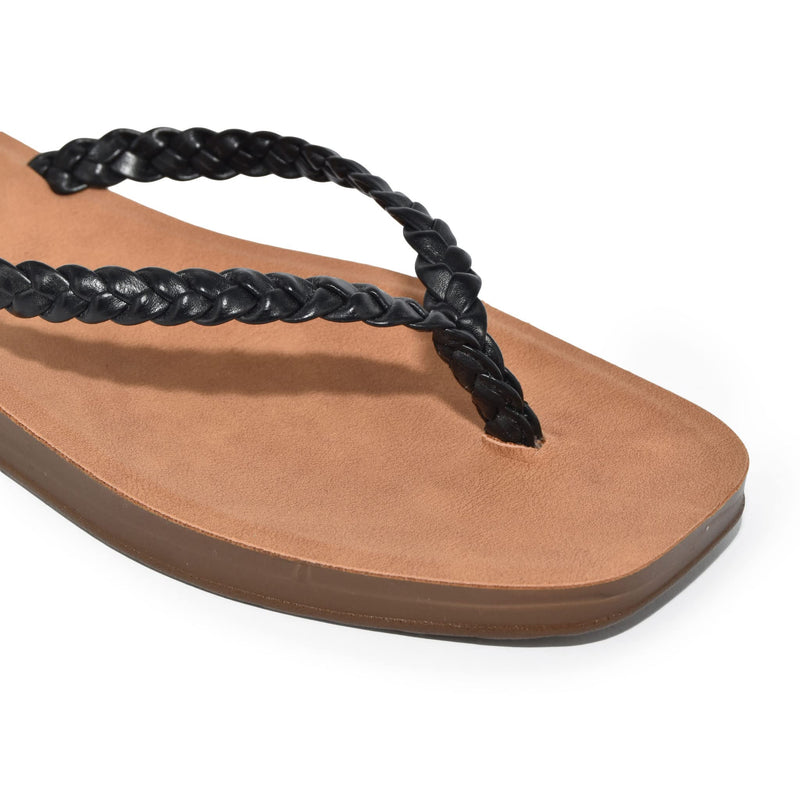 PONA-17 Braided Square Toe Thong Flip Flop Sandals