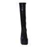 Wild Diva Mid Calf Structural Triangular Chunky Block Heel Boots