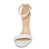 Women's Faux Leather Single Ankle Strap Chunky Block High Heel Sandals Pumps