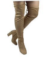 SLAY-08 Lace-Up Over The Knee Block Heel Boots