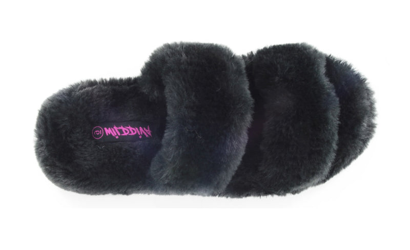 CUDDLES 07 SOFT COMFY FLUFFY FLIP FLOP FAUX FUR DOUBLE STRAP