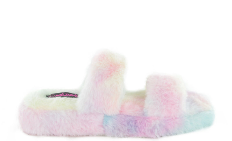 CUDDLES-07 SOFT-COMFY FLUFFY FLIP FLOP FAUX FUR DOUBLE STRAP SLIPPERS SANDALS