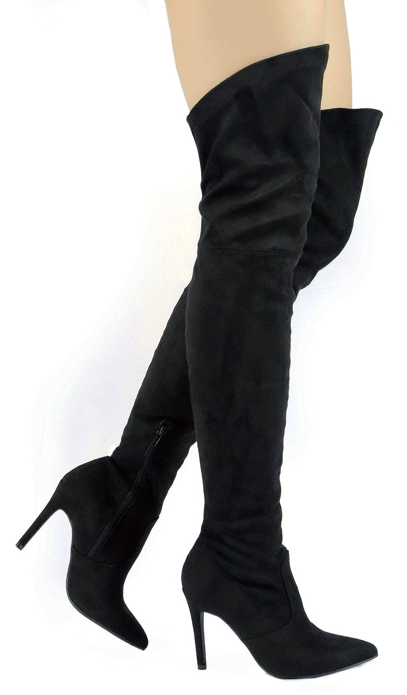 Wild Diva Pointed Toe Over The Knee Sexy Thigh High Pull on Stretchy Elastic Boot