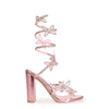 MORRIS-581 Embellished Rhinestone Butterfly Spiral Coil Wrap Around Block Heels