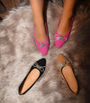 Wild Diva Womens Classic Pointy Toe Faux Leather Rhinestone Bow Flats