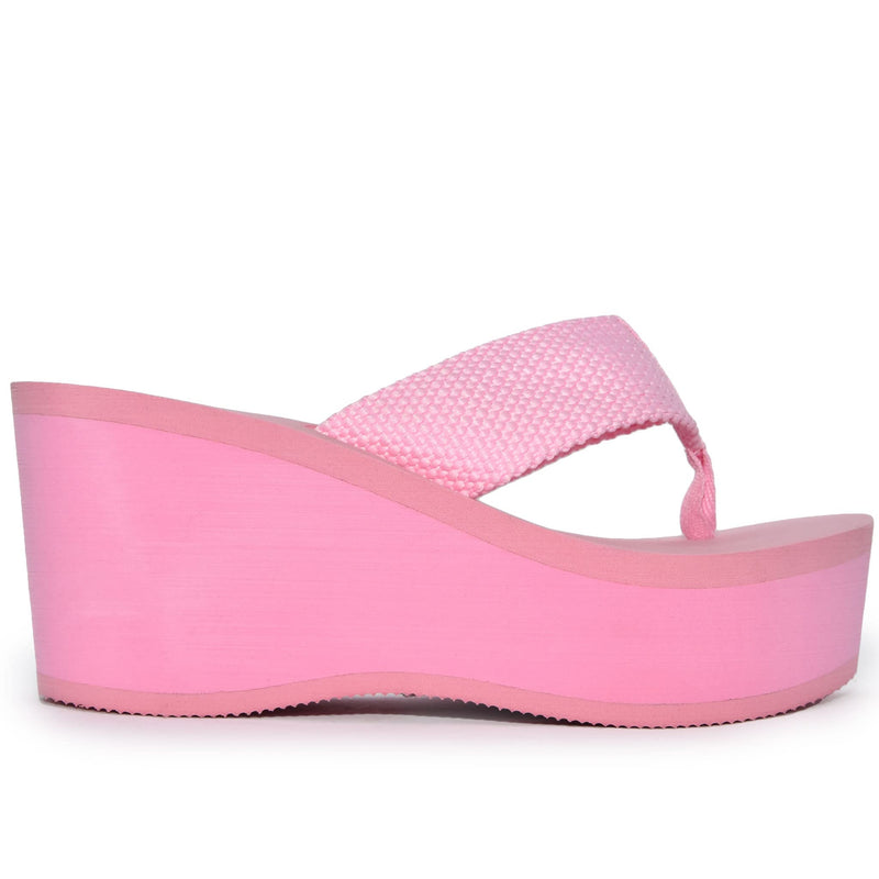Wild Diva Women's Ultra High 3.5" Platform Wedge Flip Flop Sandals