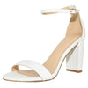 Women's Faux Leather Single Ankle Strap Chunky Block High Heel Sandals Pumps