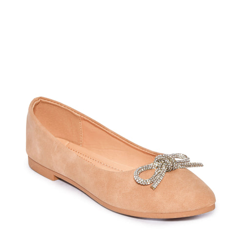 Wild Diva Womens Classic Pointy Toe Faux Leather Rhinestone Bow Flats