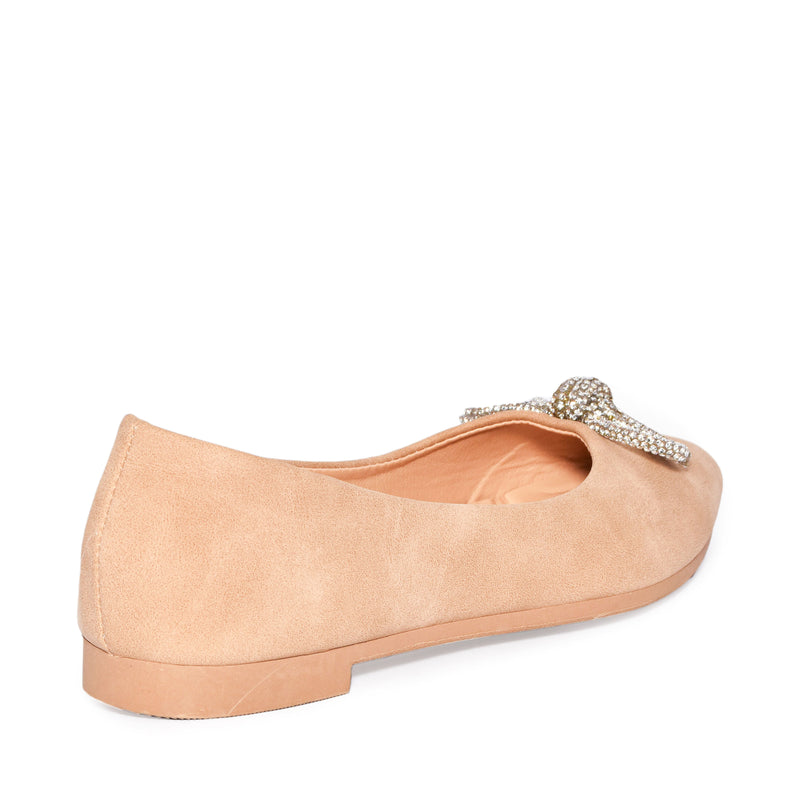 Wild Diva Womens Classic Pointy Toe Faux Leather Rhinestone Bow Flats