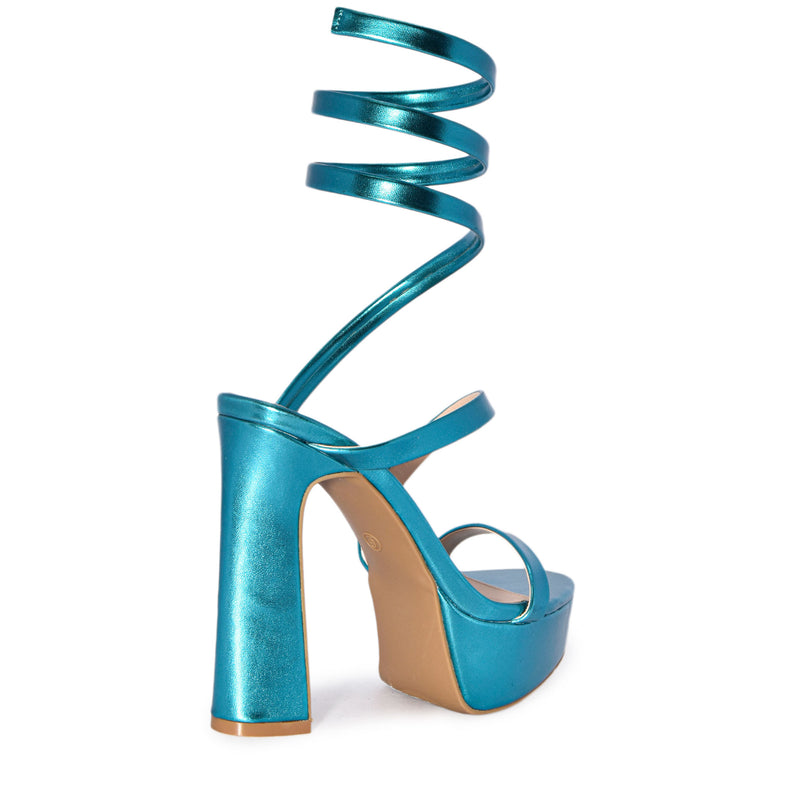 BALI-04 Wrap Around Strappy Ultra High Platform Chunky Block Heel Sandals