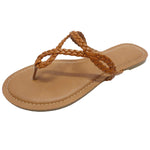 BELLE-03 Faux Leather Braided Strap Flip Flops