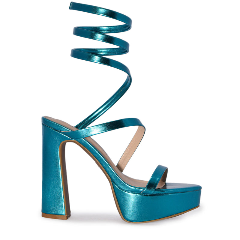 BALI-04 Wrap Around Strappy Ultra High Platform Chunky Block Heel Sandals